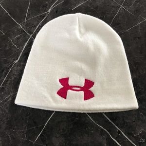 Toque,  Under Armour, UA,  New Condition, Cream with Pink embroidered logo